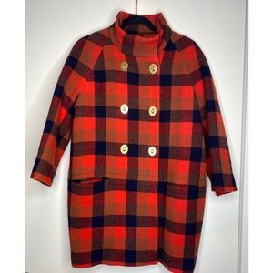 Vintage Coach Wool Tartan Plaid 3/4 Sleeve Turnlock Coat